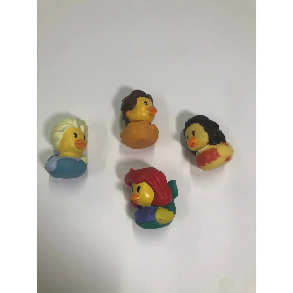 Disney Princess Rubber Duck Set 4pc Elsa Ariel Moana Belle Bath Toys Vinyl Ducks